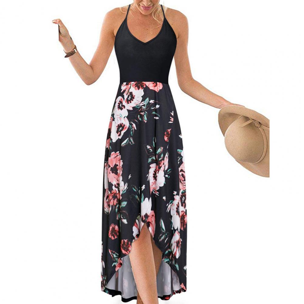 Floral Patchwork Halter V-Neck Sundress to 5X Plus