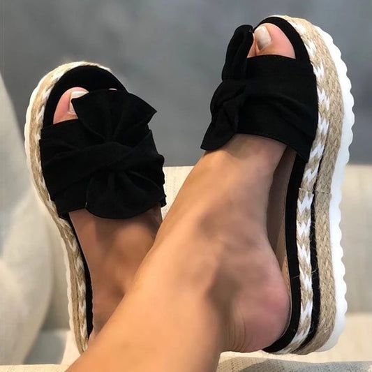 Butterfly Knot Platform Slipper Sandals