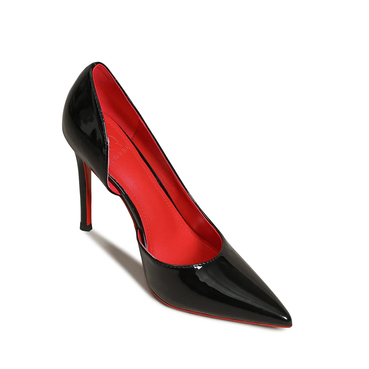 Red Bottom Temperament Pointed Patent Leather Shallow Pumps