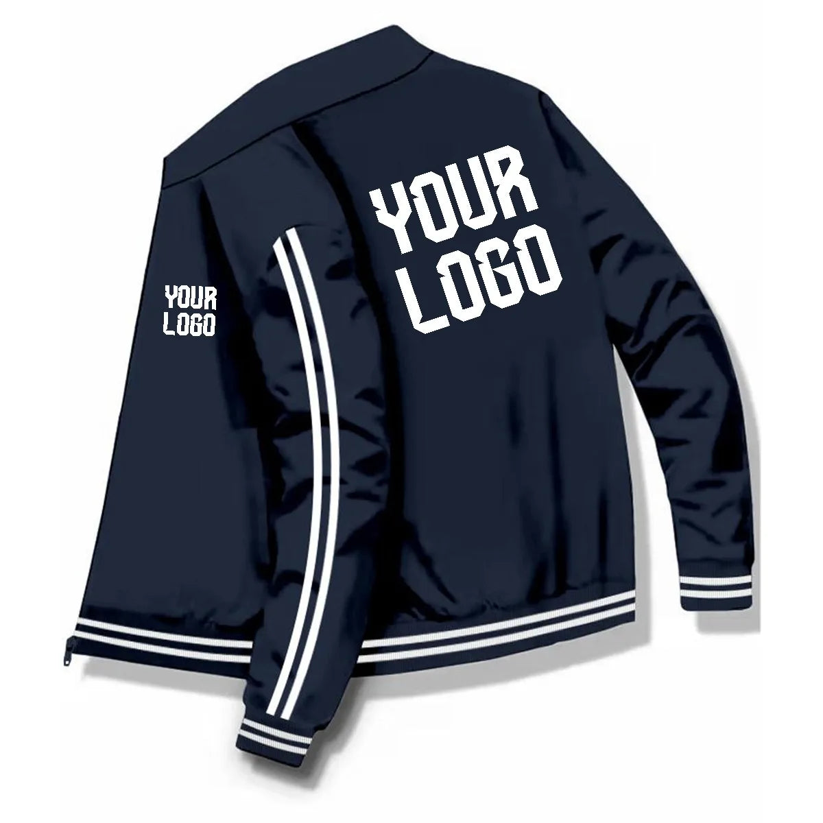 Men's Side Striped Design Customized Personalized Logo Pocketed Zipper Jacket