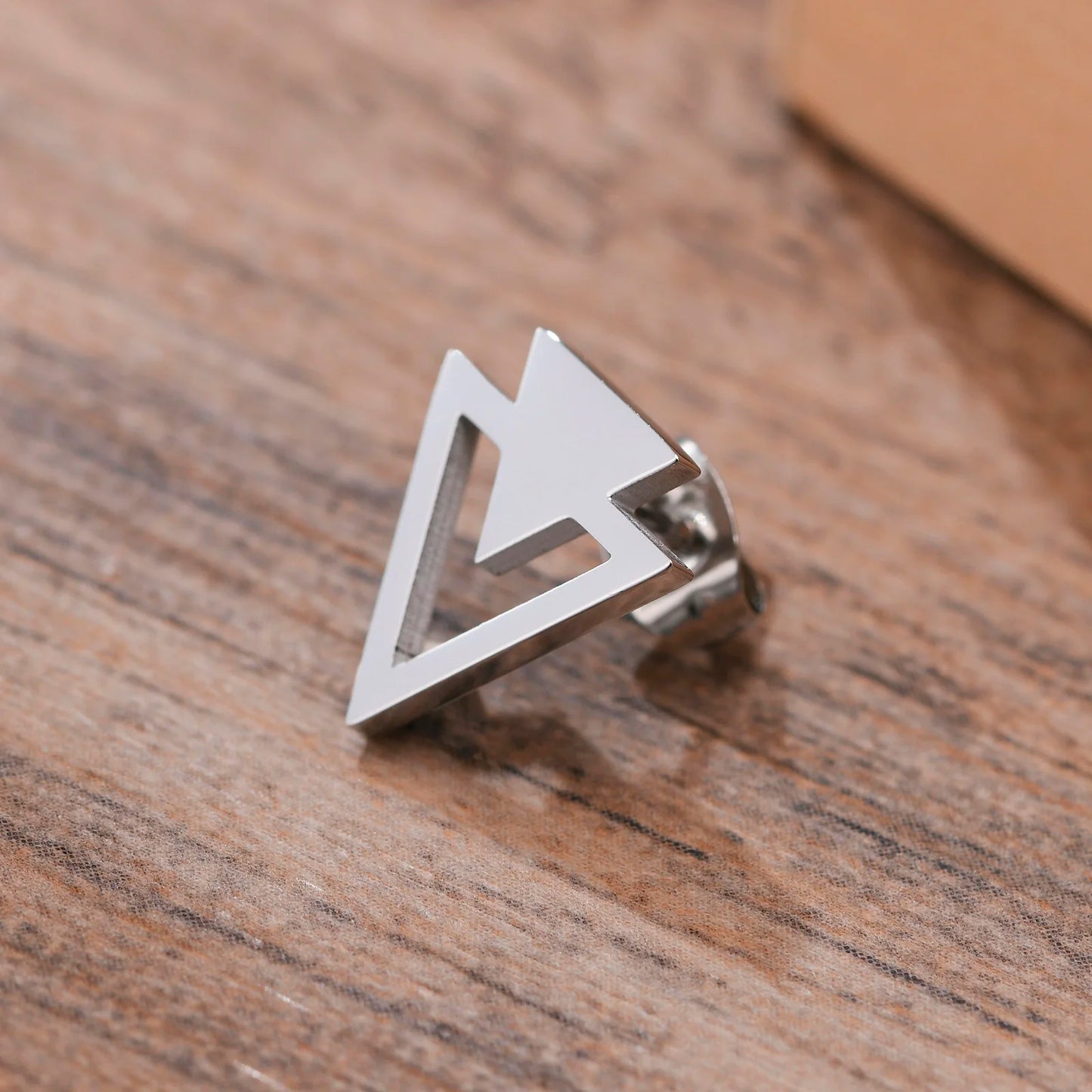 Stainless Steel Double Triangle Arrow Geometric Minimalist Stud Earrings