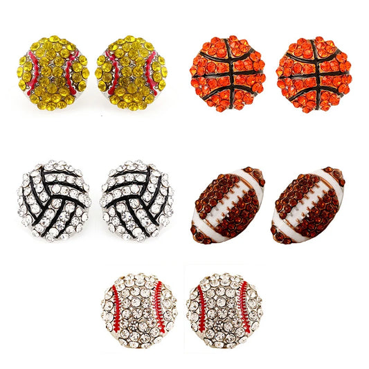 Sparkling Crystal Rhinestone Football/Volleyball/ Basketball/Baseball Earrings