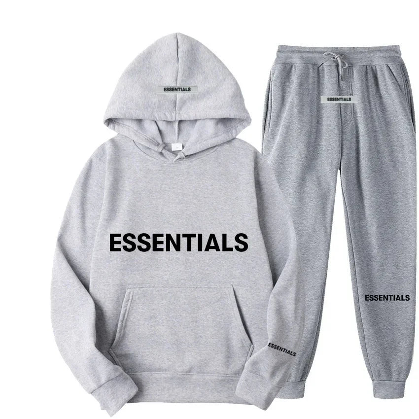 "ESSENTIALS"Men's & Women's Sweatshirt Letter Printed Hoodie + Sweatpants Tracksuits