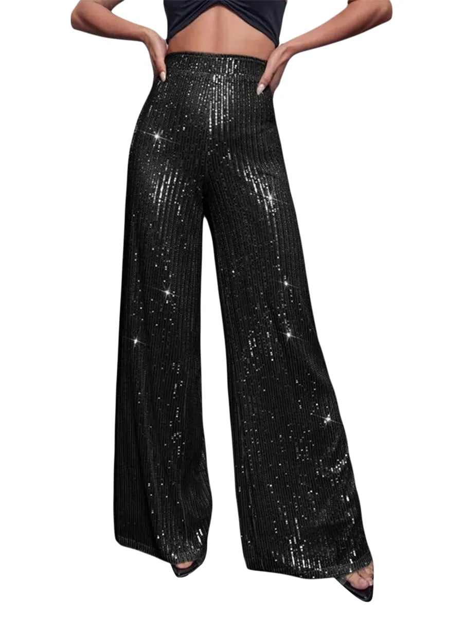 Sequin Flare Sparkle Glitter Wide Leg Loose Pants