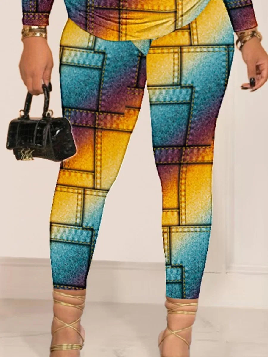 Gradient Chain Decor Cut-Out Pants 2-Piece Set