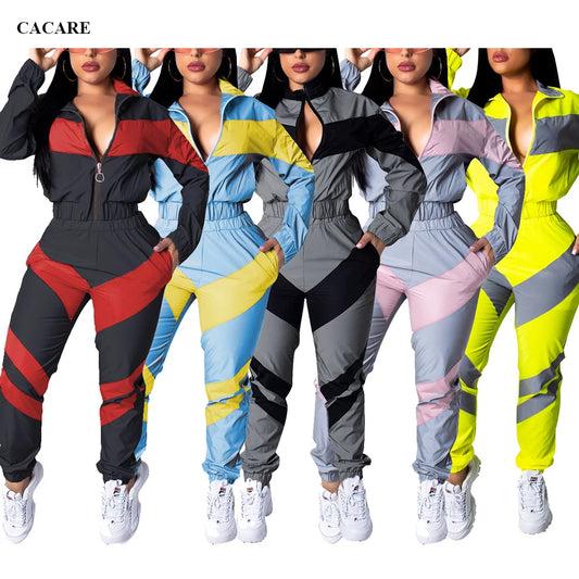 Geometric Colorblock Ladies 2-Piece Tracksuit