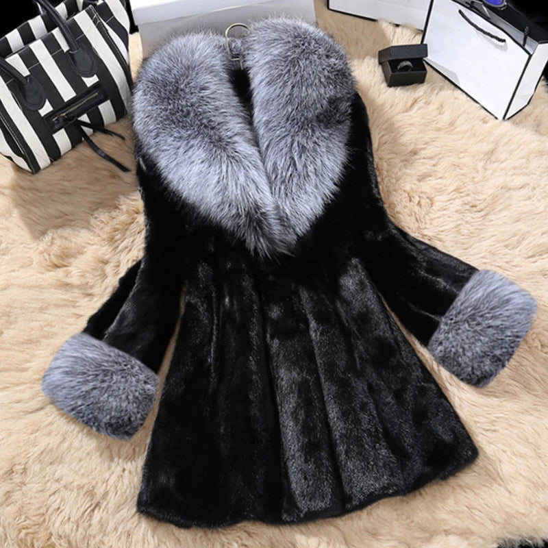 Women's Faux Fur Collar Velvet Coat