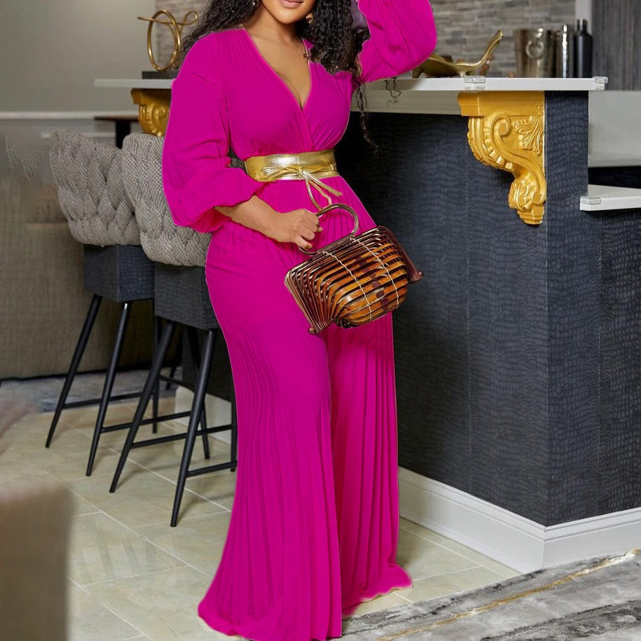 Plus Size Women's Ruffled Wide Leg Jumpsuit