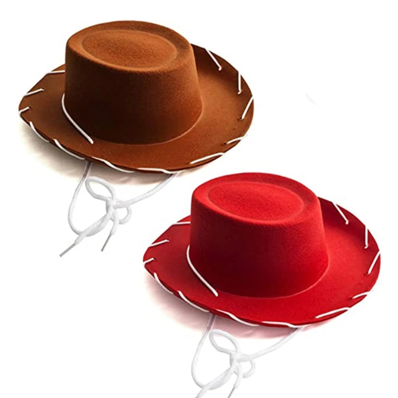 Felt Cowboy/Cowgirl Wild West Red/Brown Fedora Hats