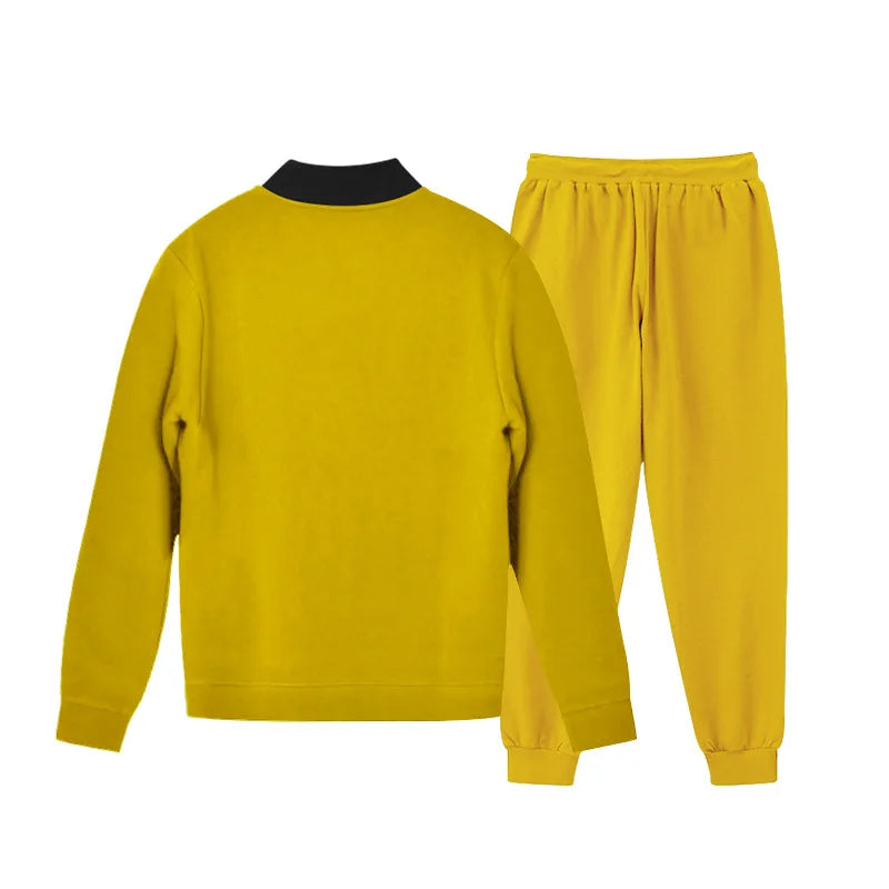 Men's O-Neck Colorblock Bomber Sweat Jacket + Drawstring Jogger Sweatpants Tracksuit