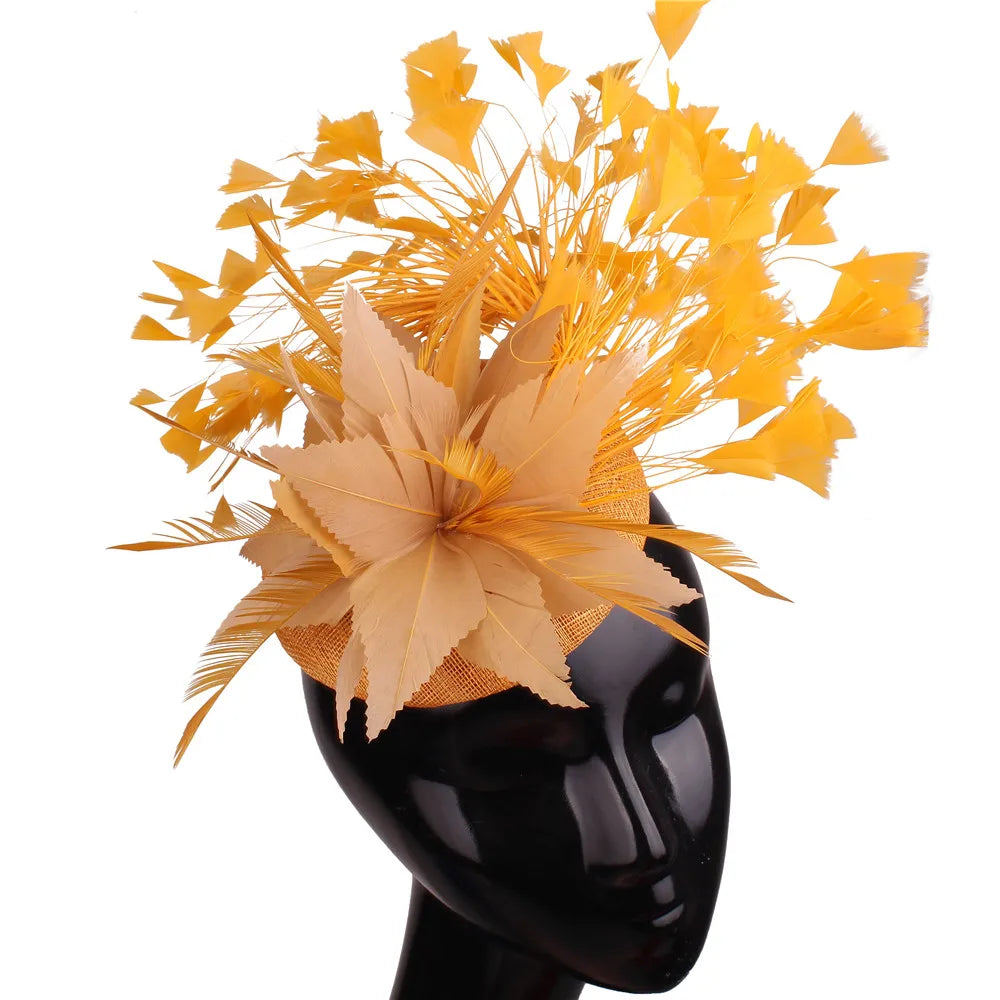 Floral Feather Detail Church/Wedding/Kentucky Derby Women's Fascinator Fedora Hat