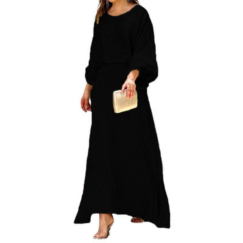 O-Neck Lantern Sleeve Two-Piece Dress Set