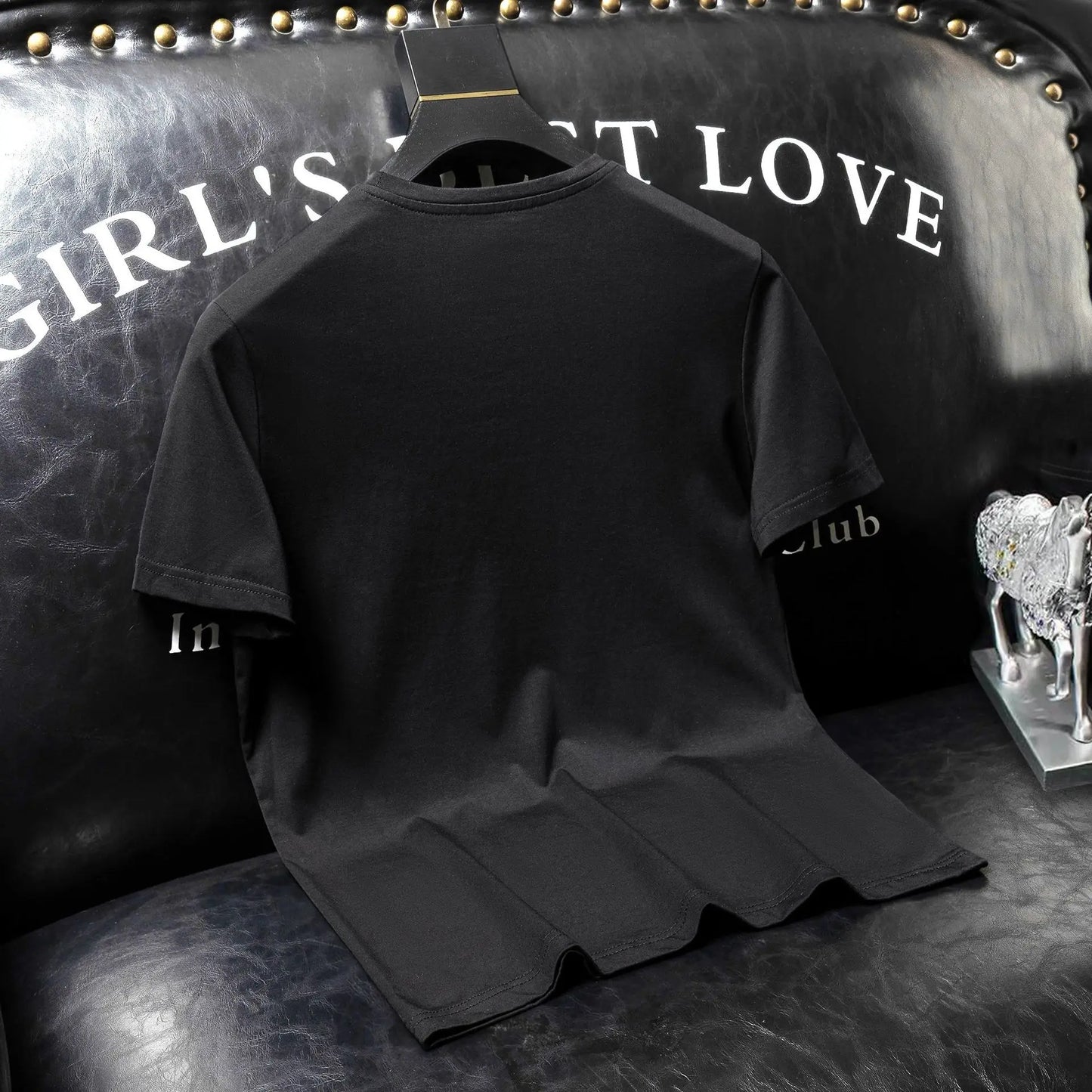 Lion Rhinestone Print Streetwear Modal Cotton O-Neck Short Sleeve Slim T-Shirts to 7X Big & Tall