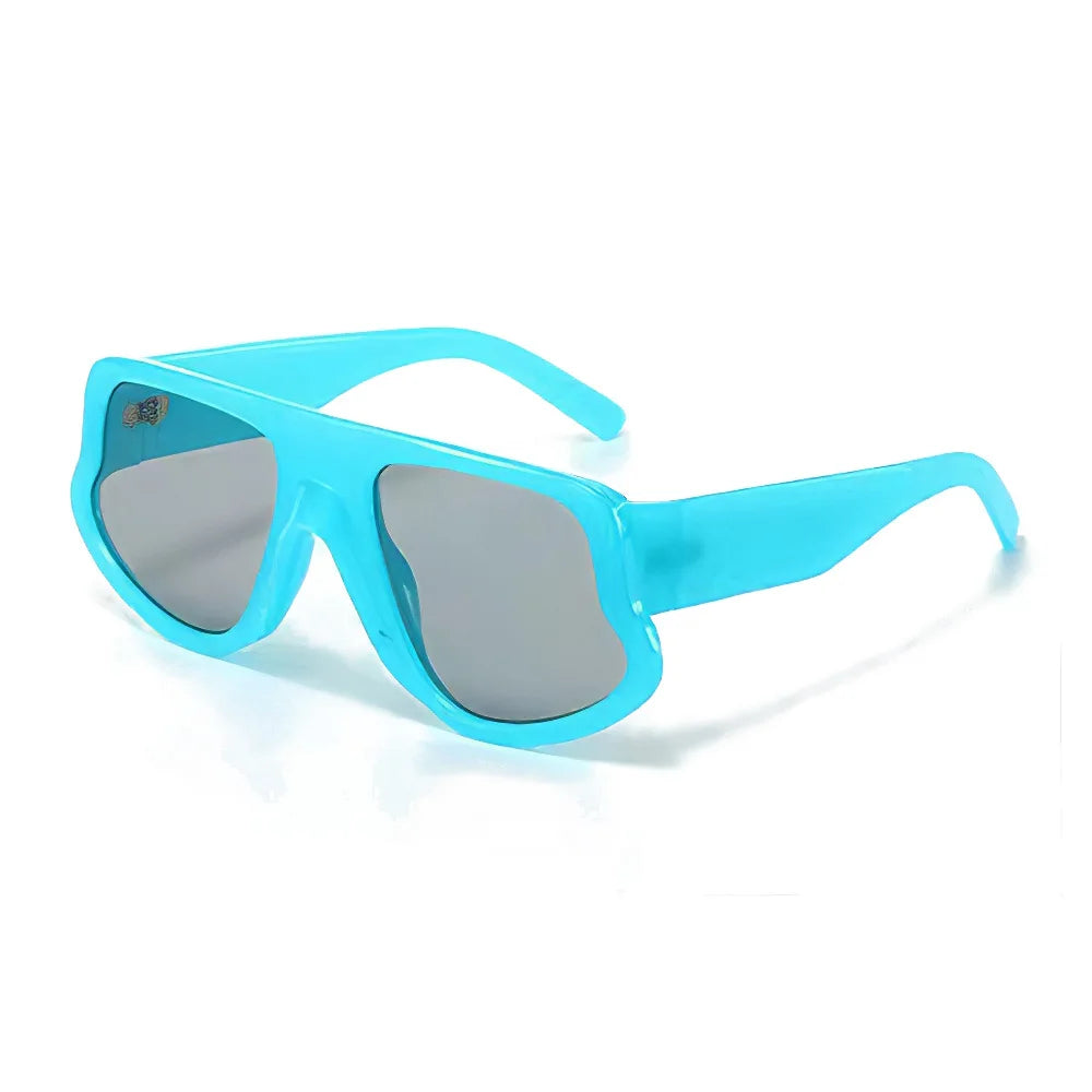 Rectangle Leopard Colorblock/Solid Color Women's Sunglasses