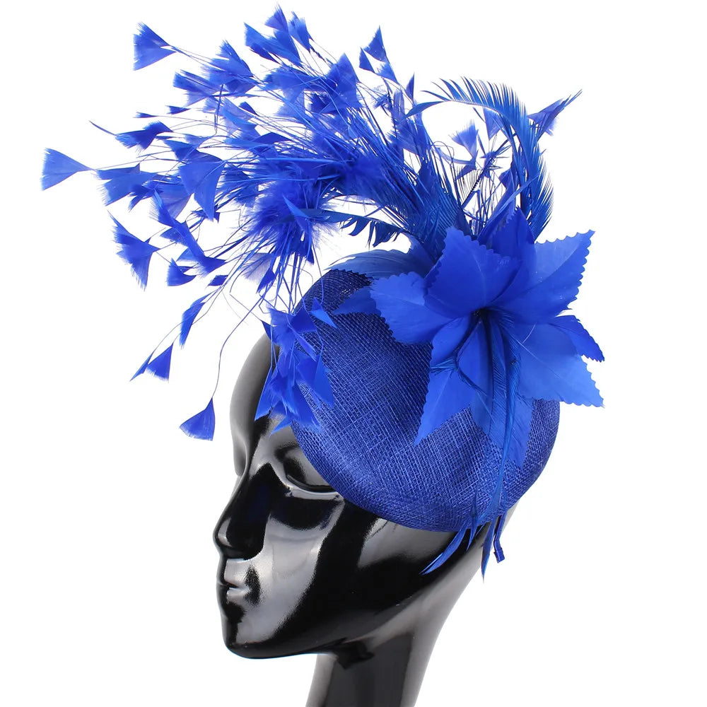 Floral Feather Detail Church/Wedding/Kentucky Derby Women's Fascinator Fedora Hat