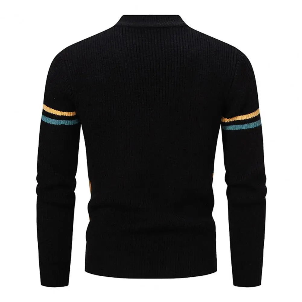 Colorblock Knitted Men's Slim Fit Long Sleeve Sweater