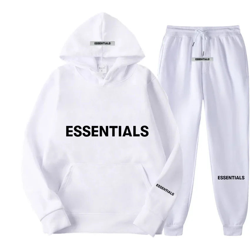 "ESSENTIALS"Men's & Women's Sweatshirt Letter Printed Hoodie + Sweatpants Tracksuits