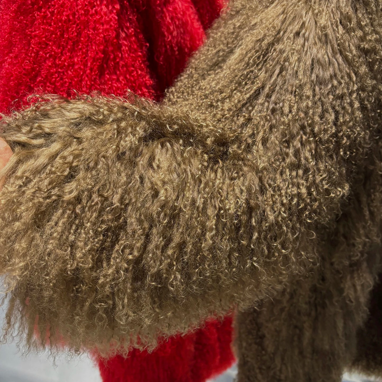 Shaggy Mongolia Sheep Fur Oversized Collar Women's Jacket to 8X Plus Size