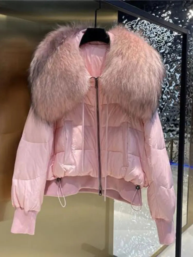 Real Fox Fur Collar Goose Down Ladies Jacket