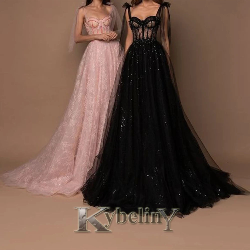 Customized Satin Sequined Daisy Flower Embroidered Spaghetti Strap Formal Floor-Length Evening Gown Dress to 26W