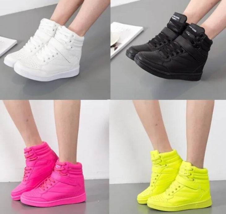 Platform PU Leather Hightop Ladies Sneakers