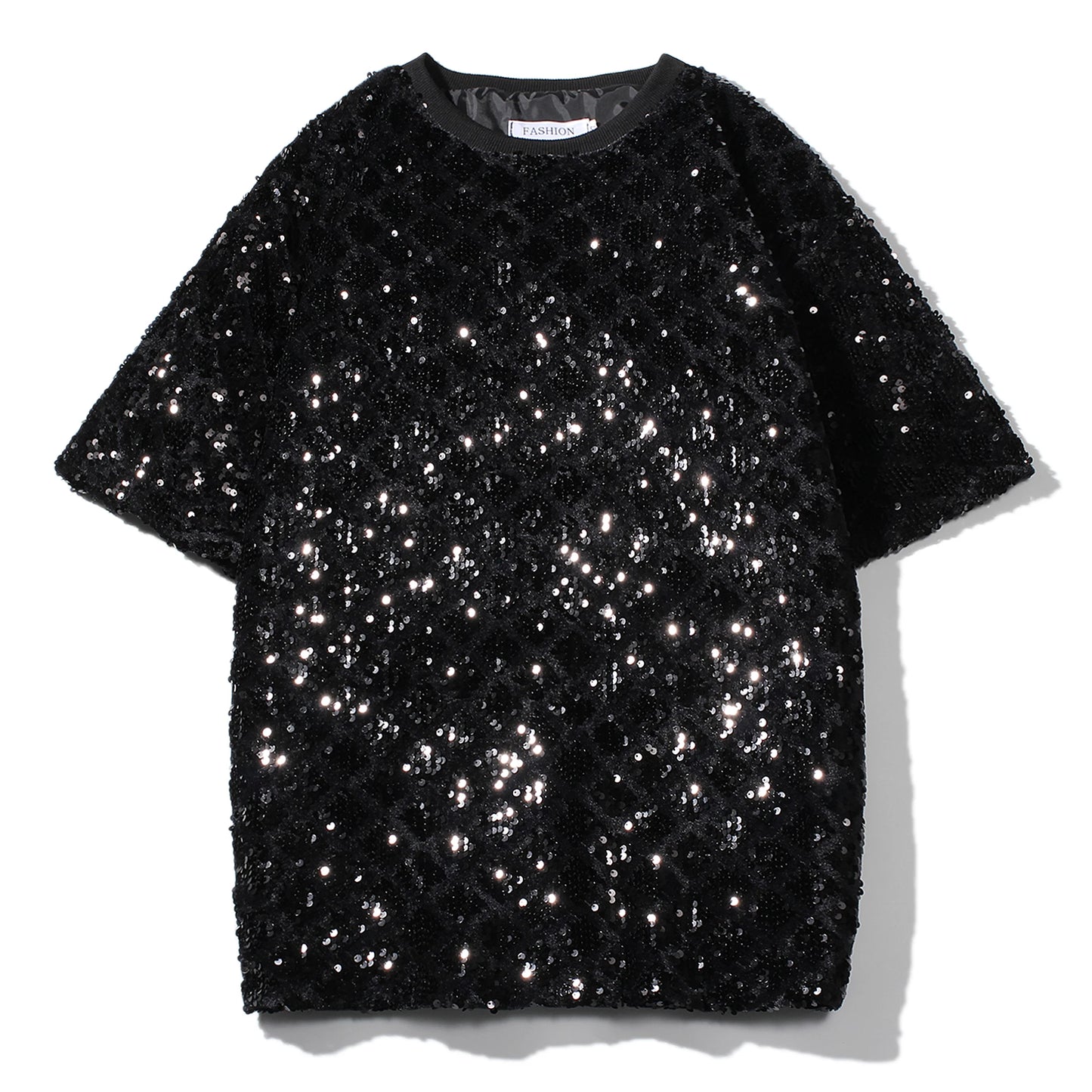 Men's Metallic Shiny Sequin Short Sleeve T-Shirt