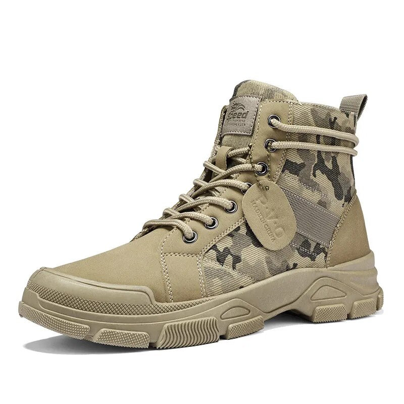 Camouflage Lace-Up Military Men's Ankle Boots