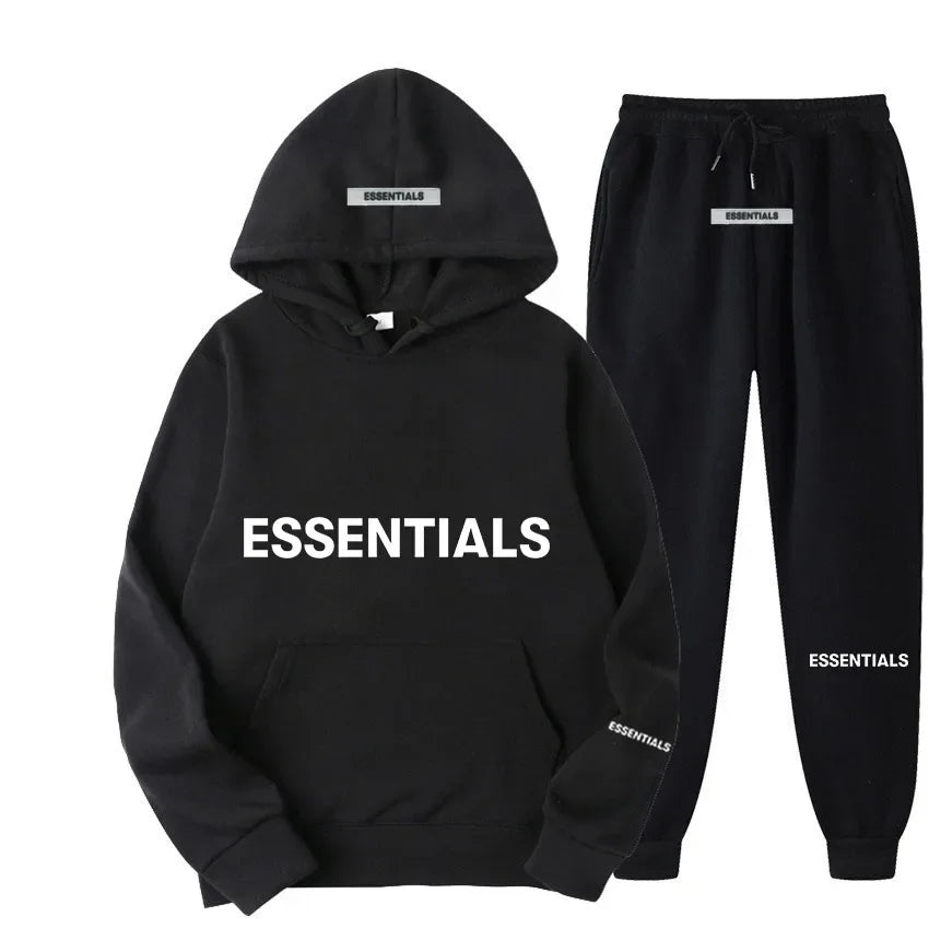 "ESSENTIALS"Men's & Women's Sweatshirt Letter Printed Hoodie + Sweatpants Tracksuits