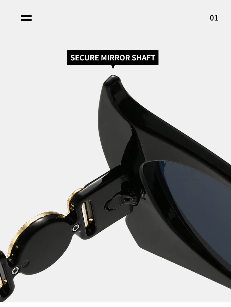 Oversized Pointed Cat Eye Vintage Designer UV400 Luxury Sunglasses