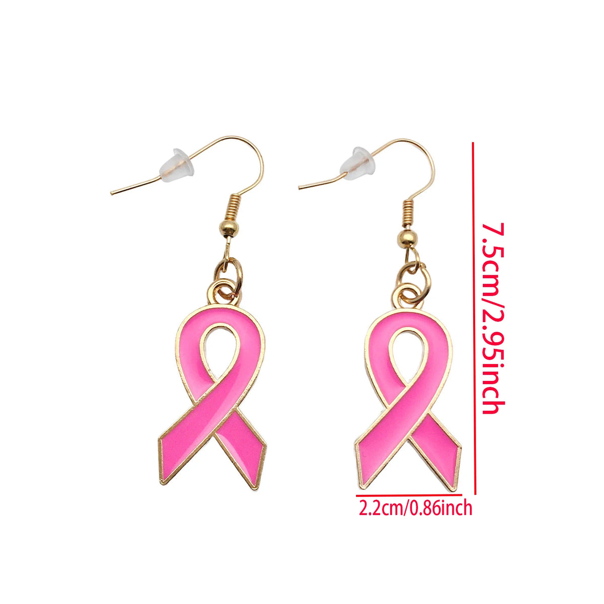 Breast Cancer Awareness Ribbon Alloy Hook Earrings
