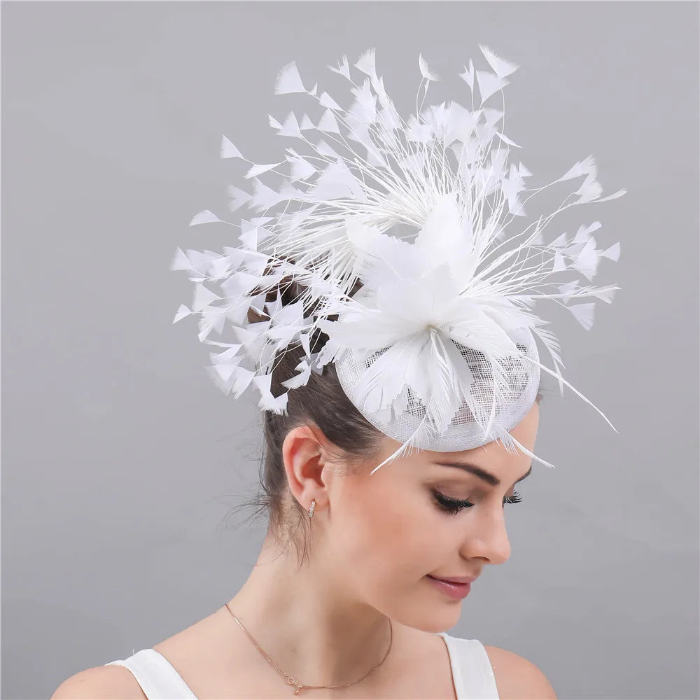 Floral Feather Detail Church/Wedding/Kentucky Derby Women's Fascinator Fedora Hat