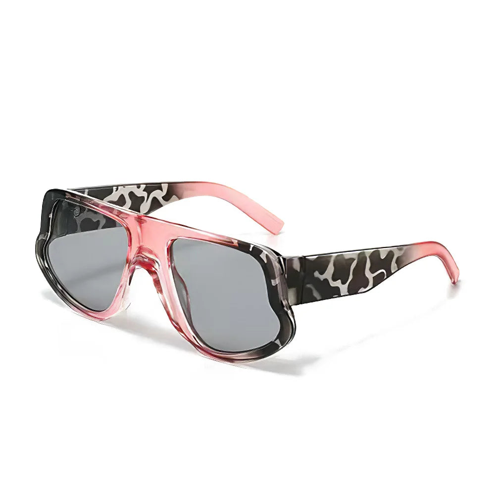 Rectangle Leopard Colorblock/Solid Color Women's Sunglasses