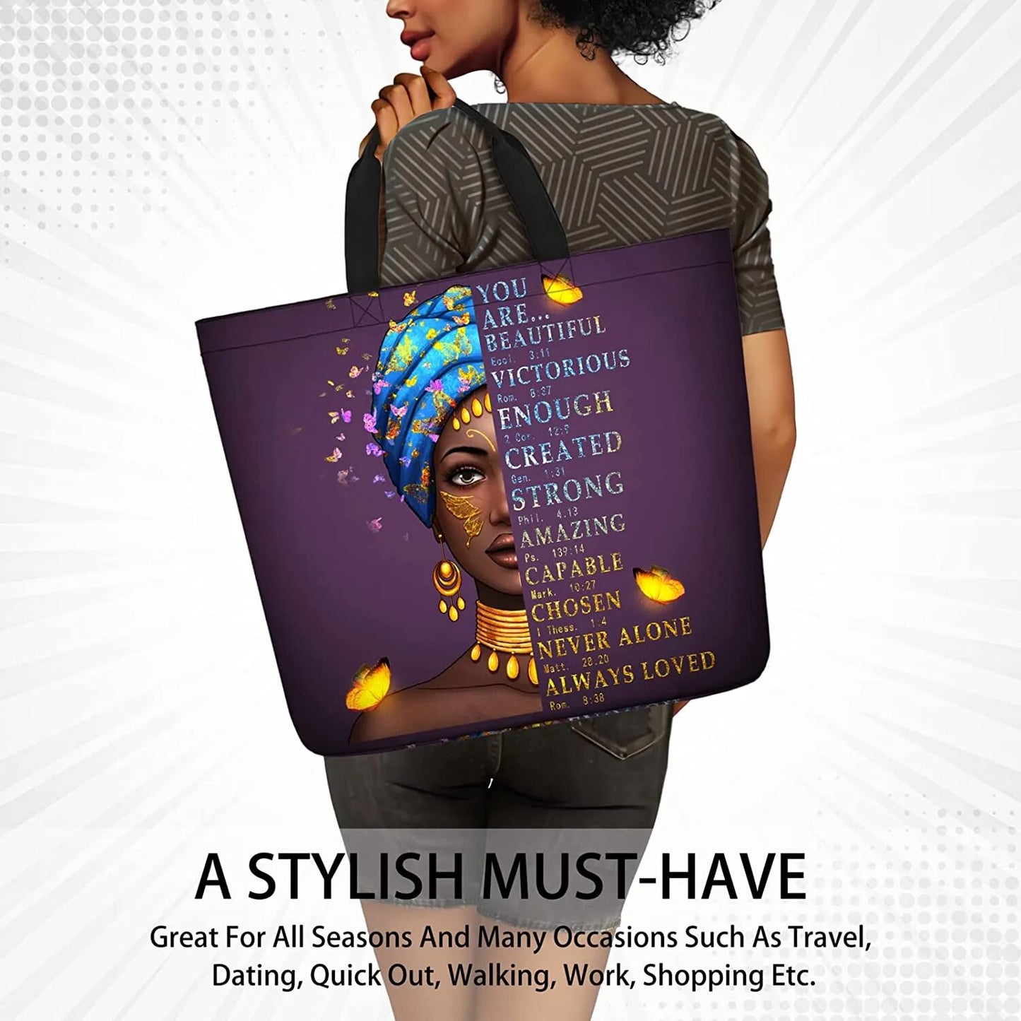 African American Black Woman Art Tote Shopping Bag