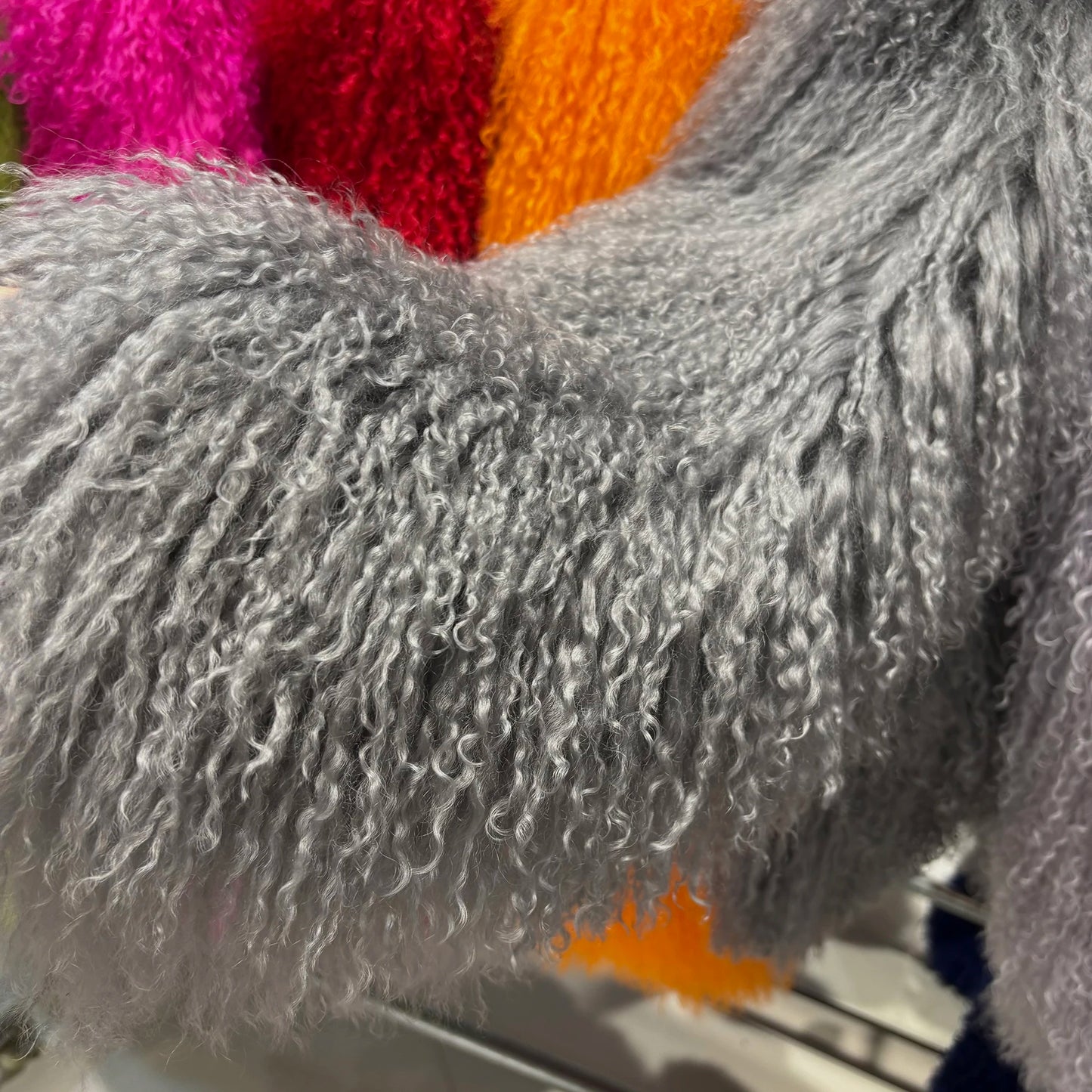 Shaggy Mongolia Sheep Fur Oversized Collar Women's Jacket to 8X Plus Size