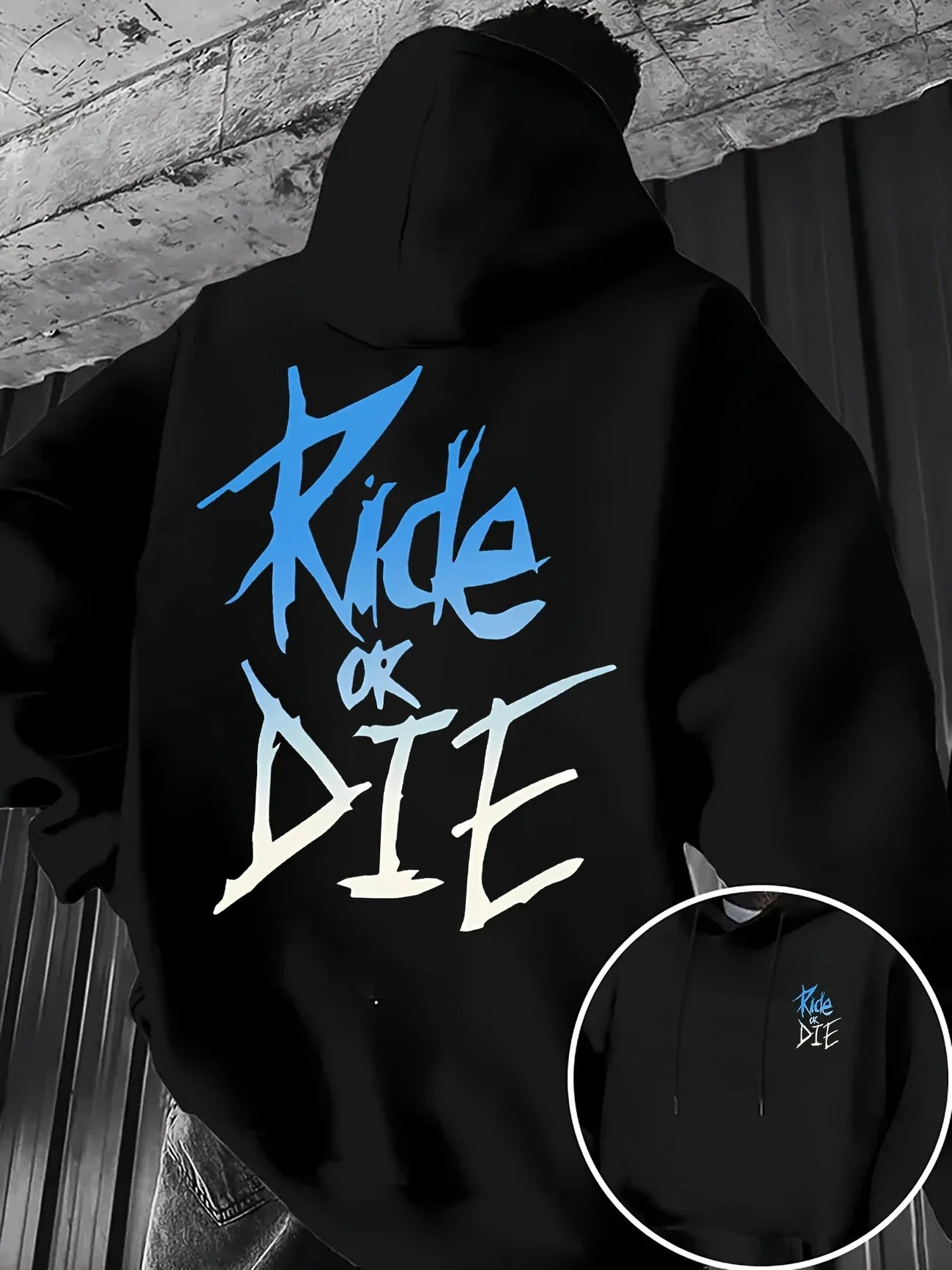Men's "Ride or Die" Letter Print Pullover Hip-Hop Streetwear Hoodie Sweatshirt
