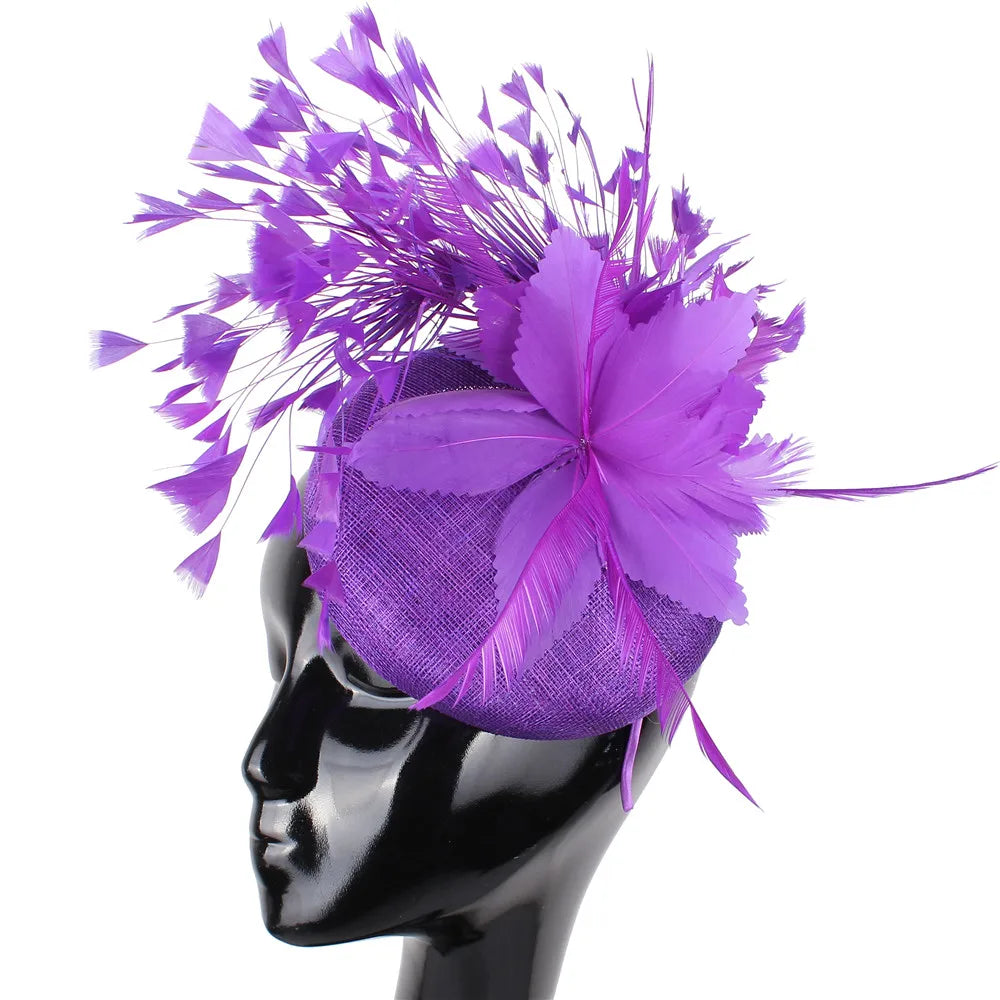 Floral Feather Detail Church/Wedding/Kentucky Derby Women's Fascinator Fedora Hat
