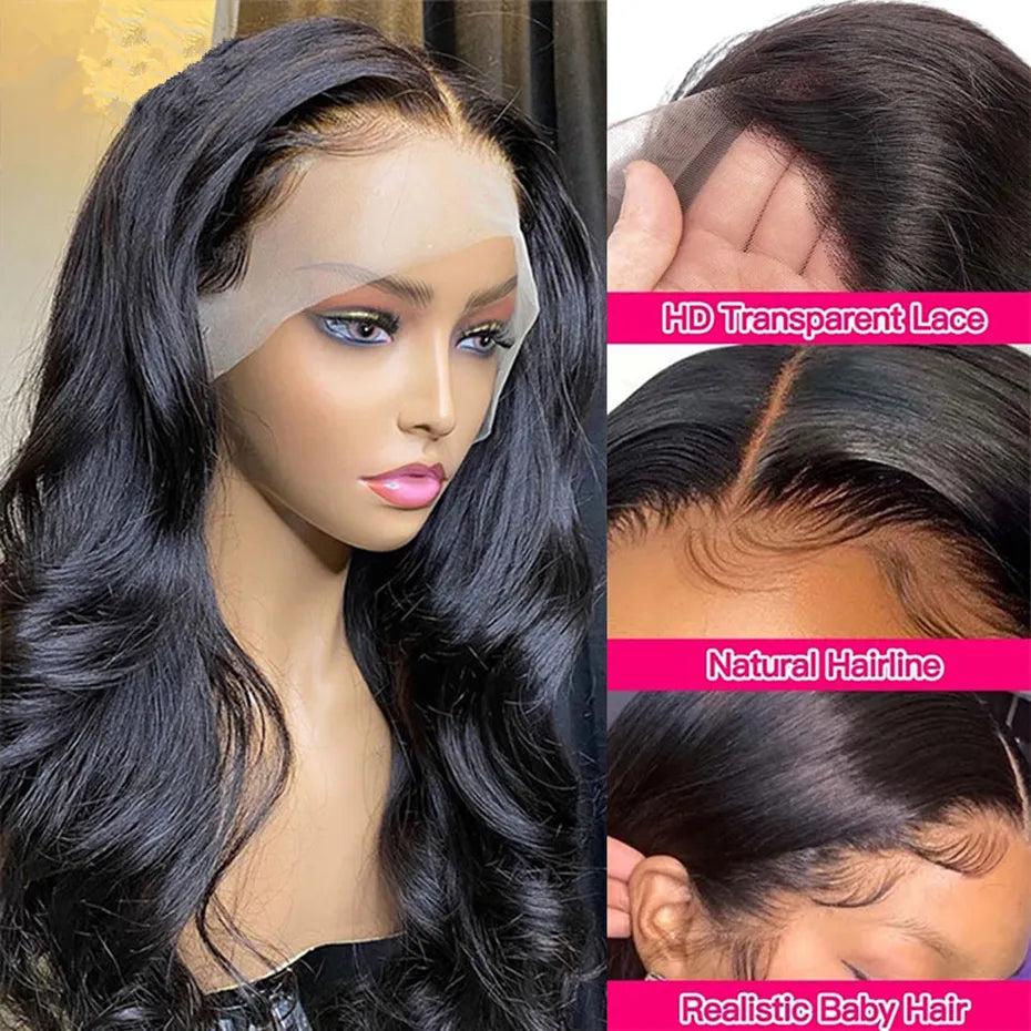 360/4×4/13×4/13×6 Body Wave 100% Human Hair Brazilian Pre-Plucked Lace Frontal Wig