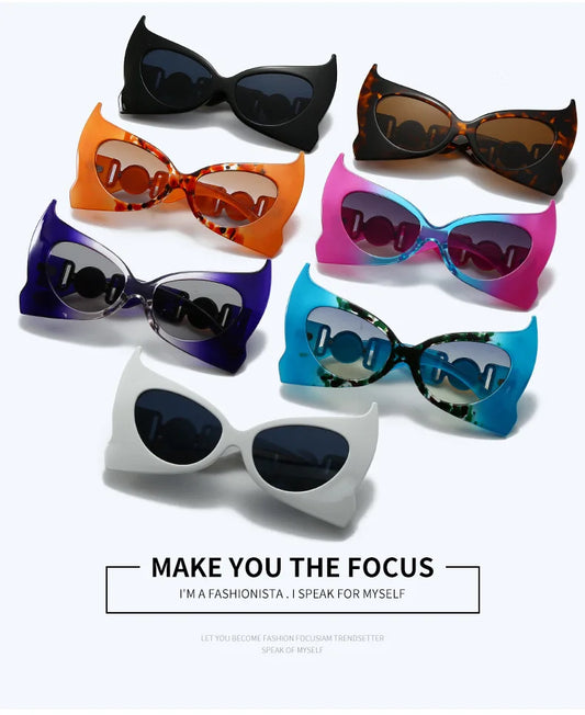 Oversized Pointed Cat Eye Vintage Designer UV400 Luxury Sunglasses