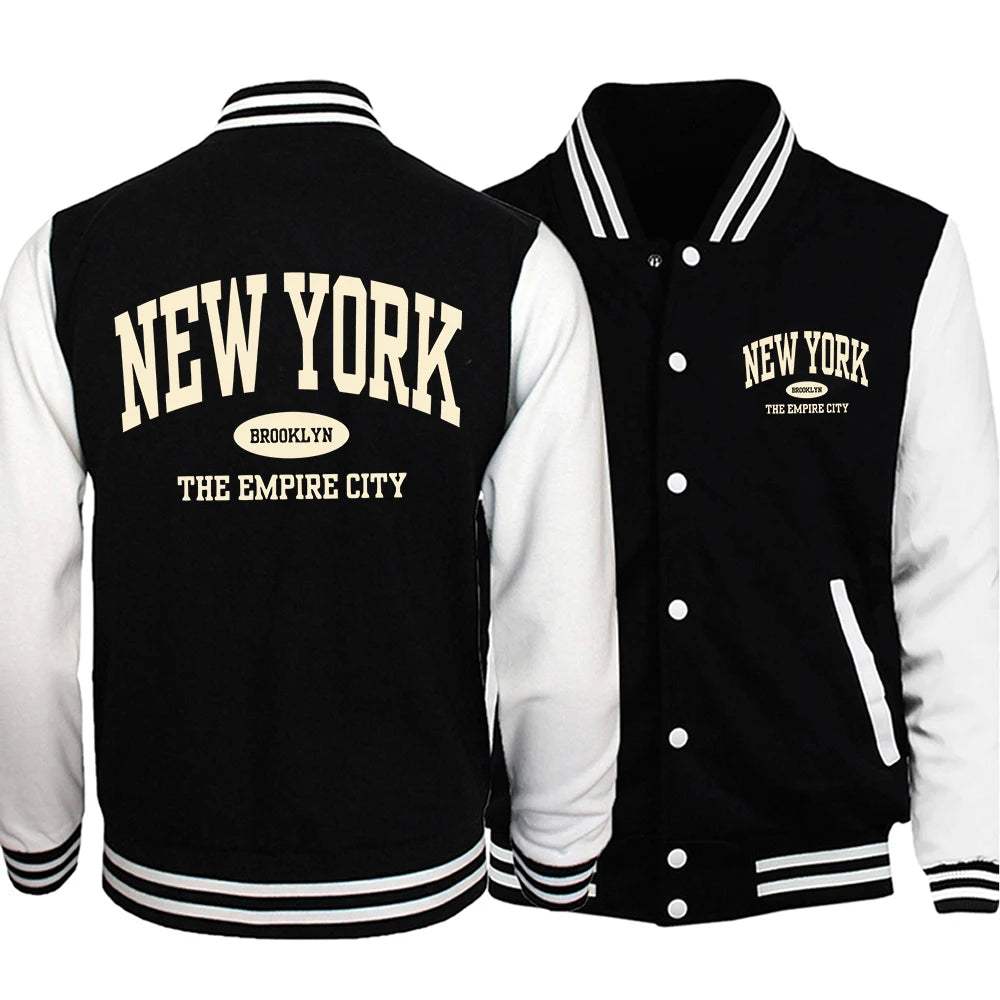 Customized Logo/Letter Print Unisex Mandarin Collar Button-Up Varsity Baseball Bomber Jacket