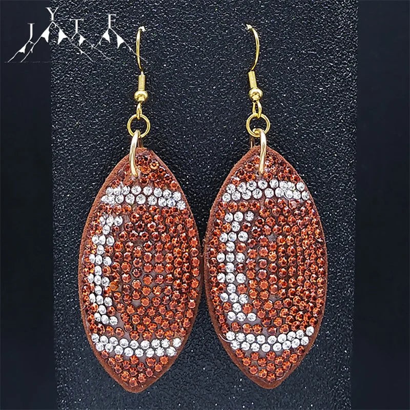 Rugby/Tennis/ Soccer/Football/ Basketball Rhinestone Crystal  Pendant Hook Earrings