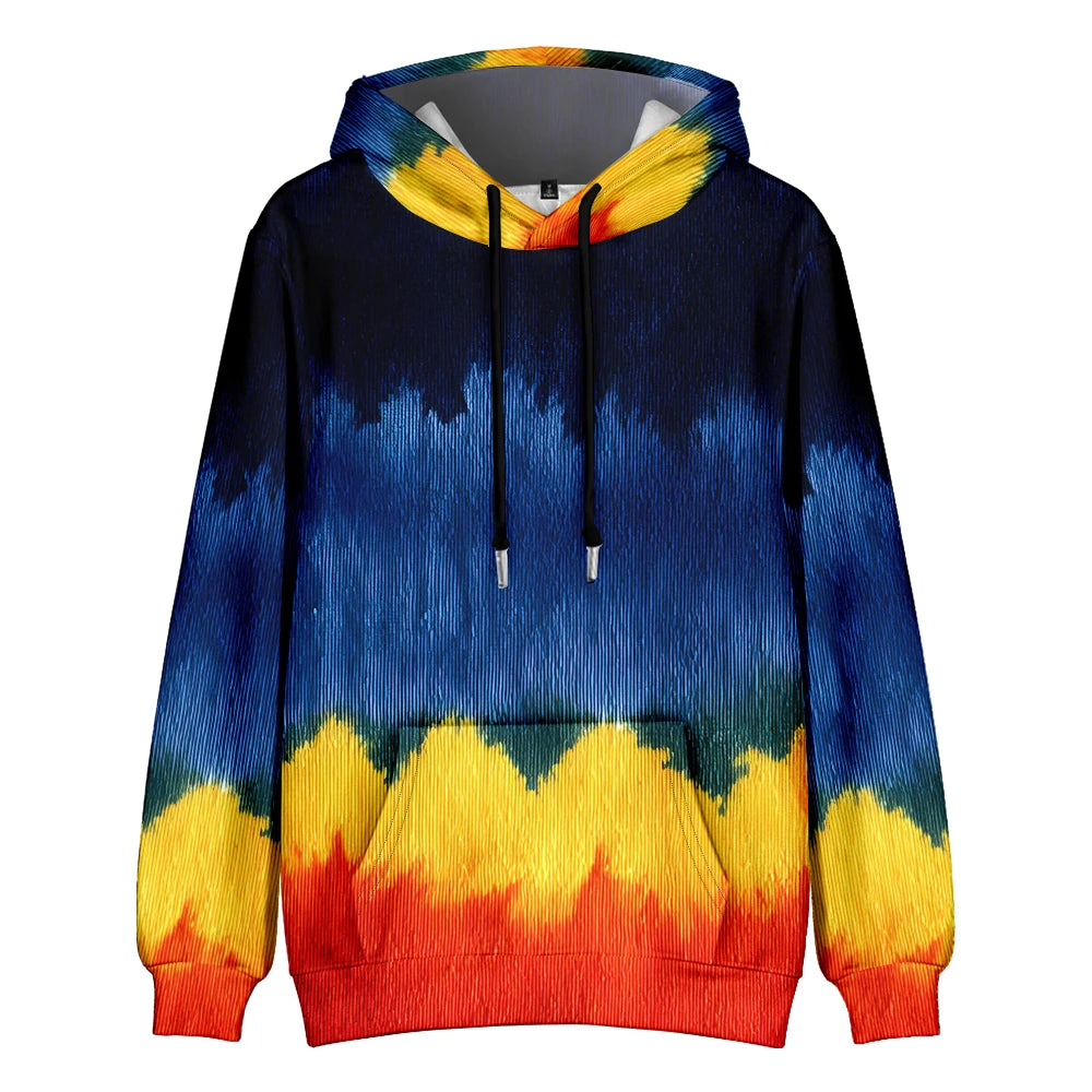Men's Gradient Tie Dye Streetwear Pocket Oversized Pullover Hoodie Sweatshirt