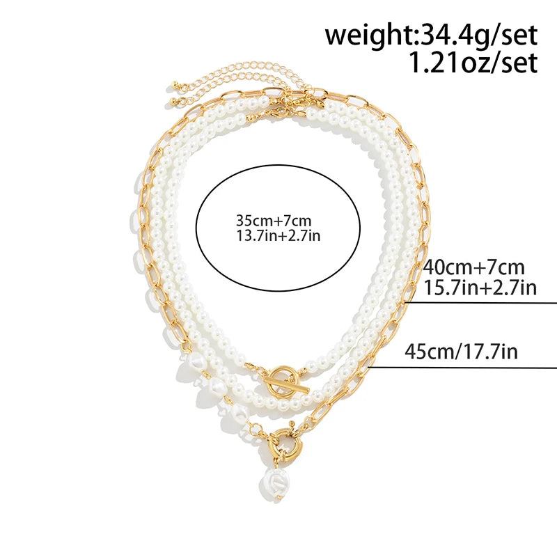 Pearl Triple-Layer Minimalism Gold Choker Necklace