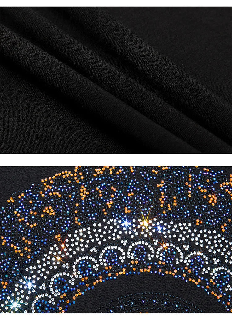 Lion Rhinestone Print Streetwear Modal Cotton O-Neck Short Sleeve Slim T-Shirts to 7X Big & Tall