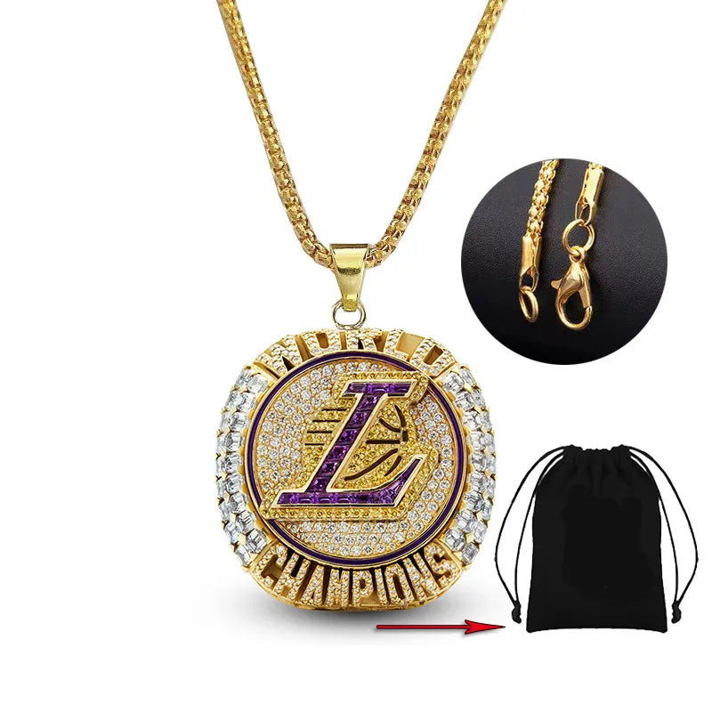 Basketball Lakers/Bulls Champion  Commemorative Stainless Steel Pendant Chain Necklace or Ring