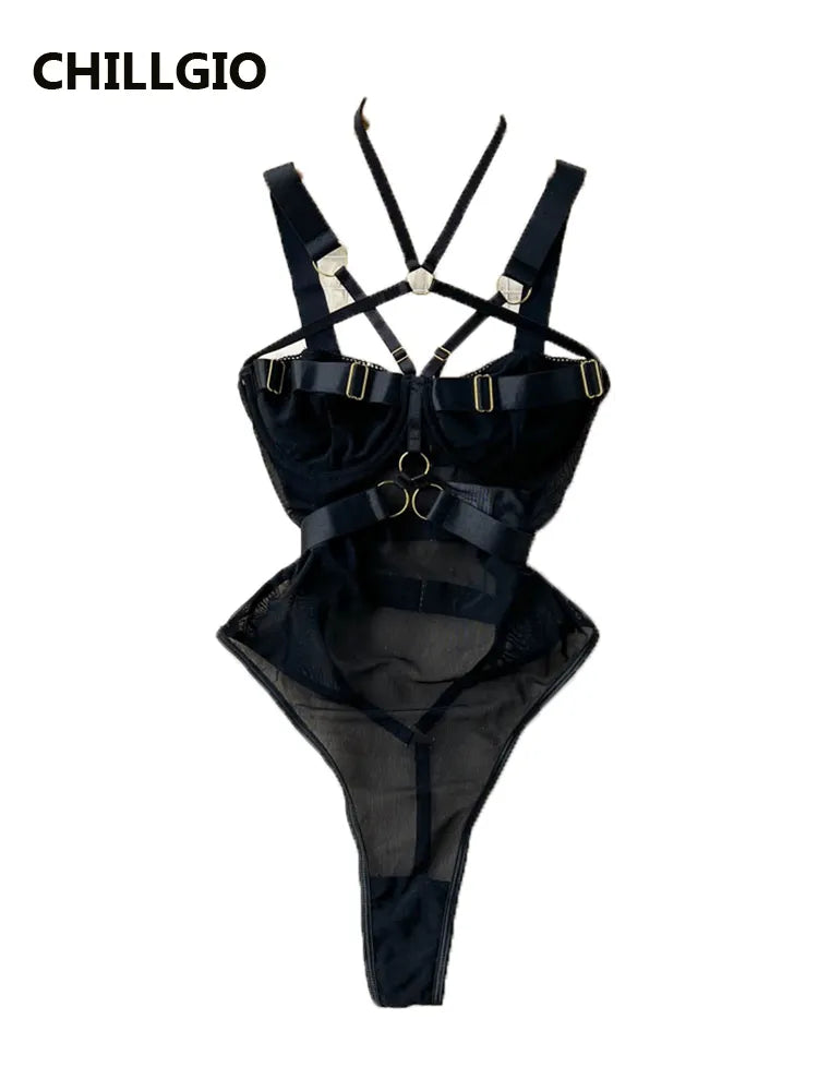 Cross Strap Lingerie Corset Bodysuit