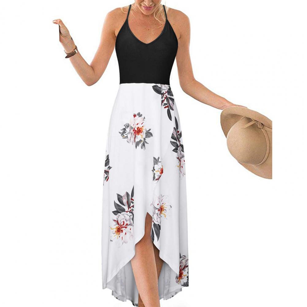 Floral Patchwork Halter V-Neck Sundress to 5X Plus