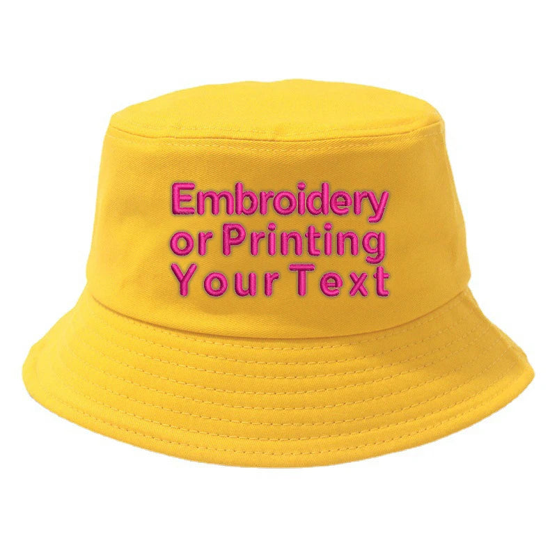 CUSTOMIZED Unisex Embroidered Text Personalized Design Cotton Bucket Fisherman Hat