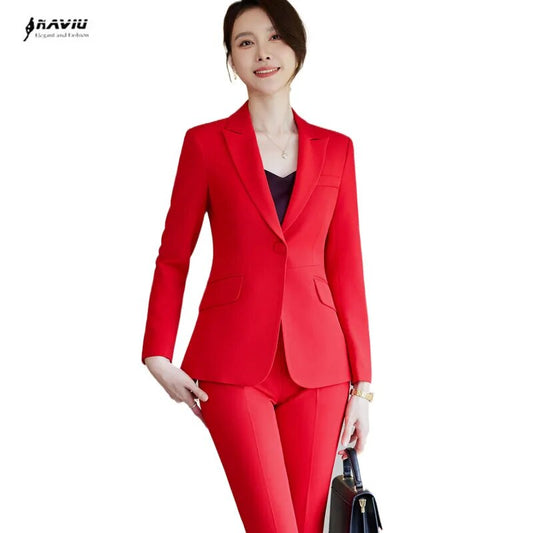 Ladies Temperament Business Formal Slim Blazer & Pants