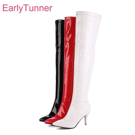 Glossy Thigh High Women's Boots