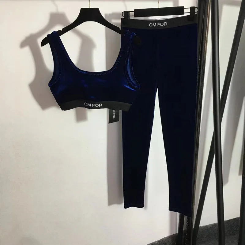 Velvet Sport Bra + Skinny Leggings Two 2-Piece Set